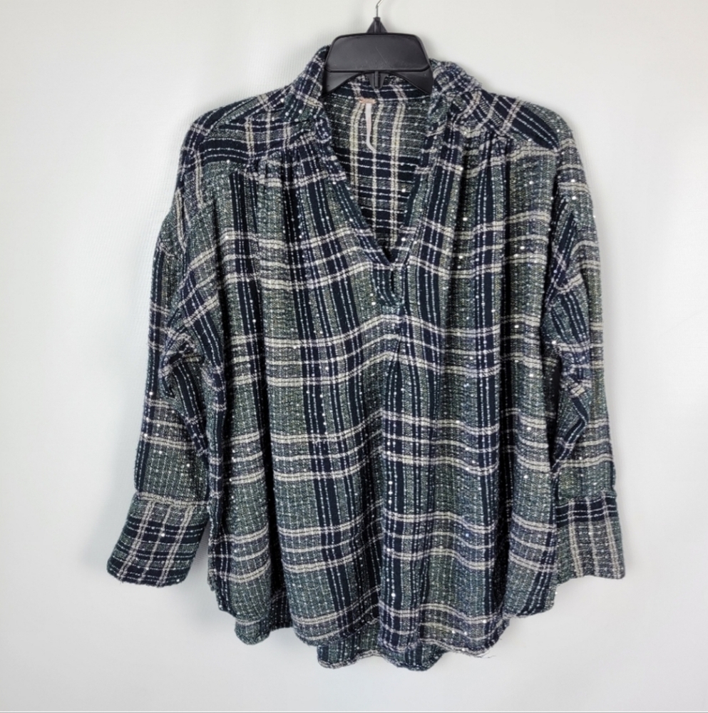 Free People Fearless Love Oversized Shirt Top Sz S - Picture 2 of 10